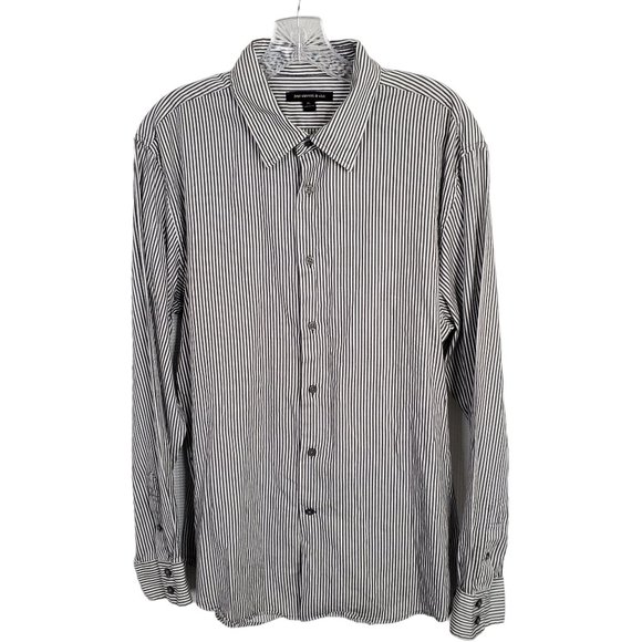 John Varvatos Other - John Varvatos Mens Size XL Shirt Stripe Long Sleeve Back Darts Cotton Gray White